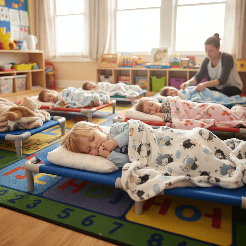 Toddler resting during quiet time at daycare